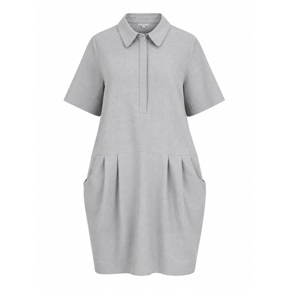 COS Dresses & Skirts - COS Short-Sleeved Cocoon Shirt Dress Grey Micro-Check Cotton Blend Collared 10